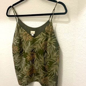 Green Spaghetti Strap Floral Blouse